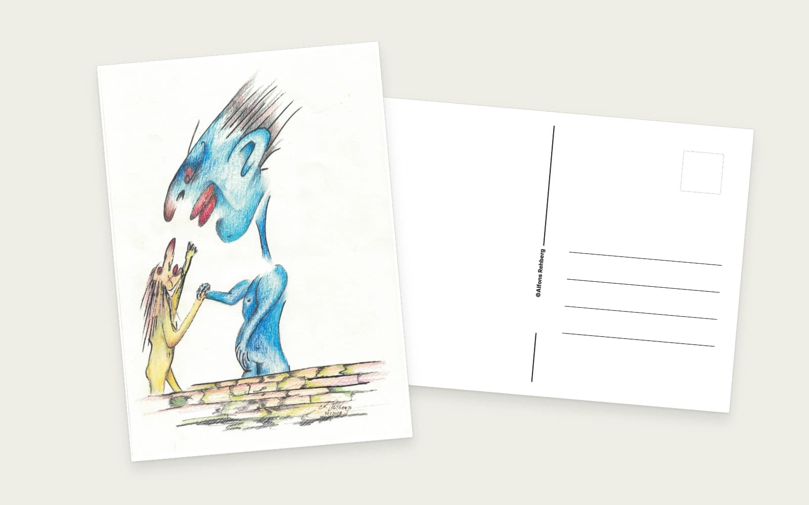 Postkarte mit farbigem Originalmotiv 03 und gemeinsamer Rückseite